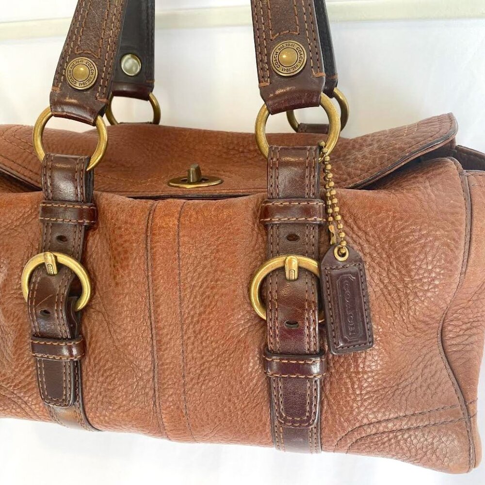 Brown leather coach purse